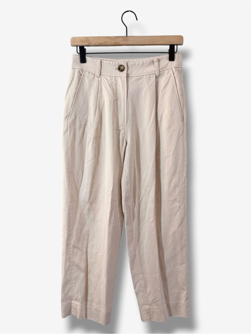 The Reset R Label Eco Slouchy Trouser XS Cream Beige Lyocell Pleated Cropped
